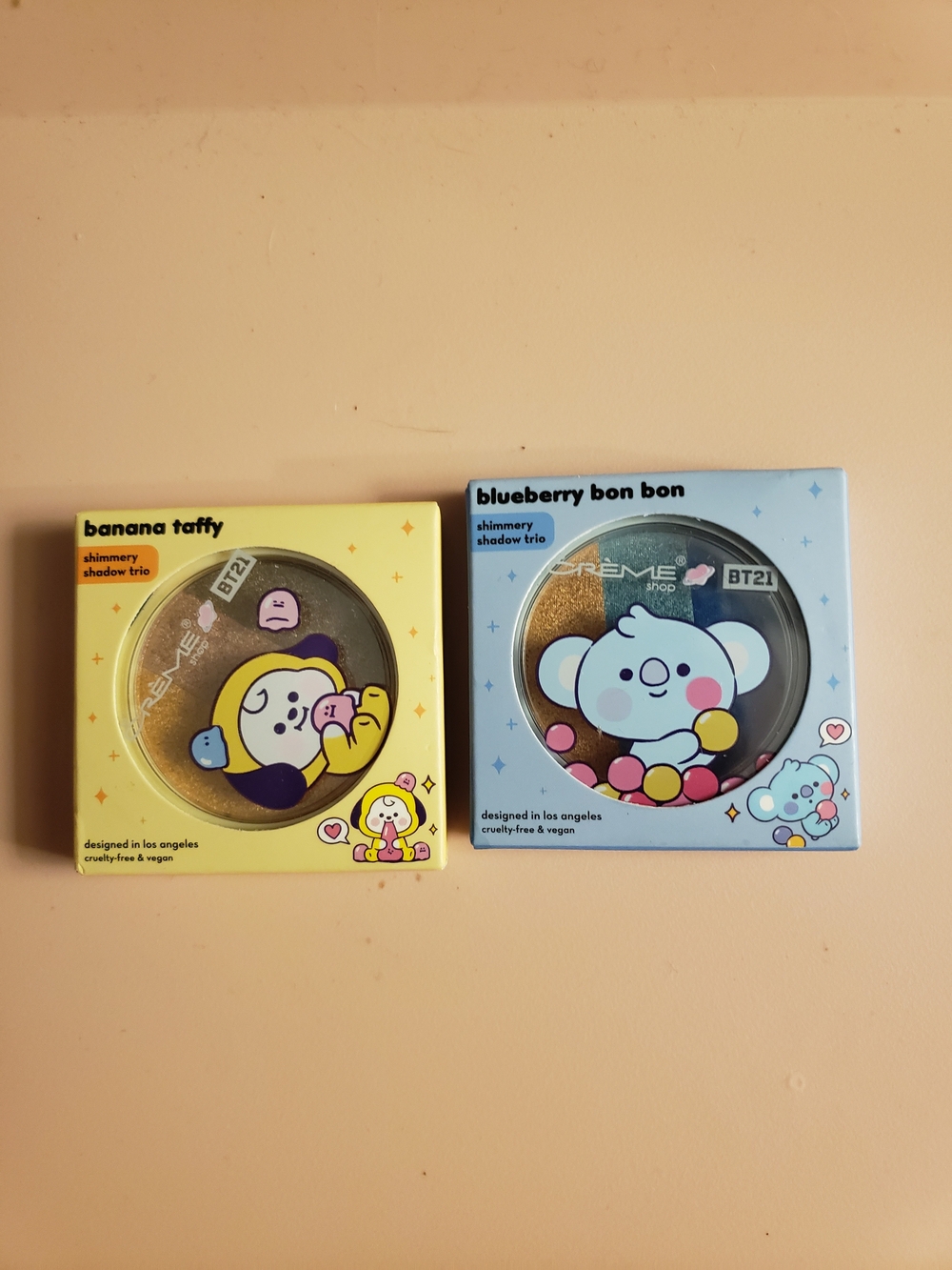 CREME SHOP BT21 Shimmery Shadow Trio Banana Taffy & Blueberry Bon NWT